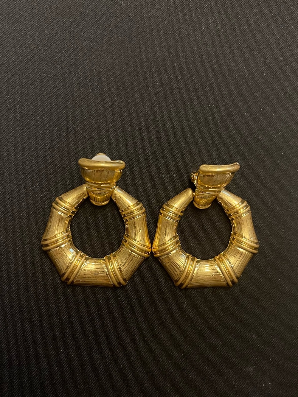 Gold-Tone Bamboo Ring Clip-On Earrings
